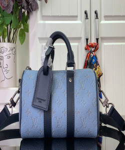 【Túi xách KEEPALL BANDOULIÈRE 25】 m15076 Trắng ngà / Phối màu m14681 Xanh dương / Phối màu