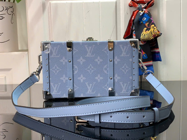 【Túi xách ví hình rương Taigarama】 m13562 Màu xanh nhạt