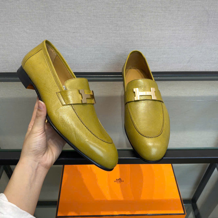 Giày loafer hermes màu vàng xanh