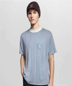 Áo thun dệt kim tay ngắn bằng lụa tơ tằm họa tiết hàng hải 1v26ss.